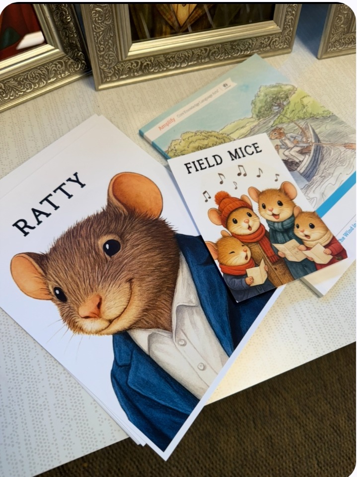 Wind in the Willows character portrait posters for Ratty and the Field Mice displayed side by side