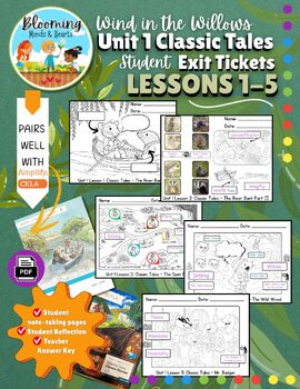 Wind in the Willows exit tickets for CKLA Unit 1 lessons 1 through 5, Grade 3