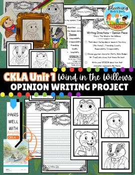 CKLA Grade 3 opinion writing and art student project about Wind in the Willows character themes